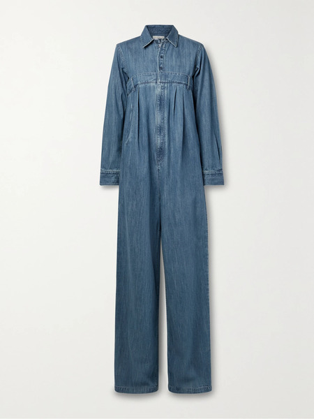  Tibi   Pleated Denim Jumpsuit   Mid Denim 