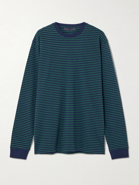  Tibi   Striped Cotton Jersey T Shirt   Green 