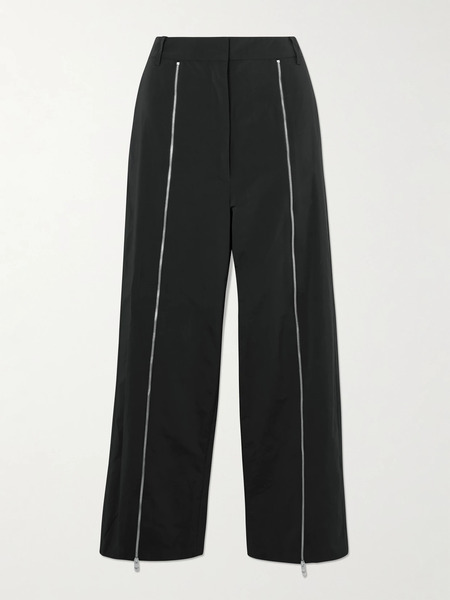  Tibi   Zip Detailed Shell Straight Leg Pants   Black 