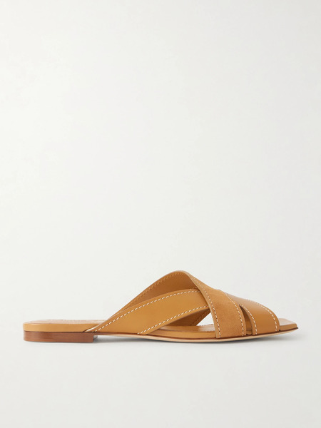  Tod's   Suede And Leather Slides   Tan 