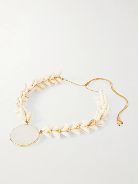 Tohum   Concha Gold Plated, Shell And Crystal Necklace   One Size 