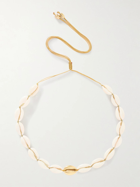  Tohum   Concha Puka Gold Plated Shell Necklace   Cream 