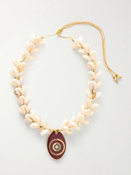  Tohum   Gold Plated, Seashell And Ceramic Necklace   Ivory 