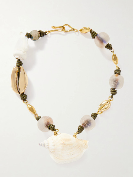  Tohum   Samsara Gold Plated, Leather And Shell Necklace   Multi 