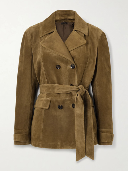  Tom Ford   Belted Double Breasted Suede Jacket   Brown 