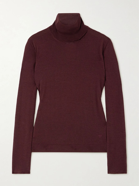  Tom Ford   Cashmere And Silk Blend Turtleneck Sweater   Burgundy 