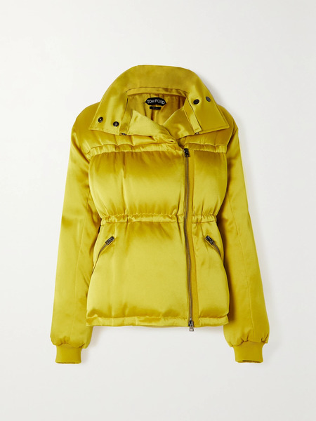  Tom Ford   Convertible Quilted Satin Down Coat   Yellow 
