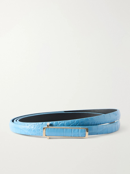  Tom Ford   Croc Effect Leather Belt   Sky Blue 