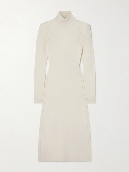  Tom Ford   Cutout Cashmere Turtleneck Midi Dress   Off White 