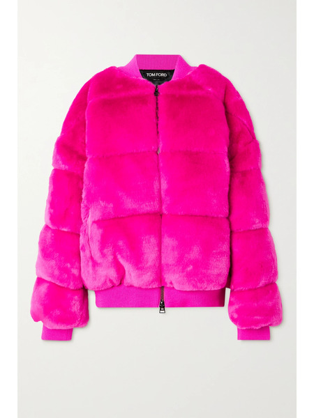  Tom Ford   Faux Fur Down Bomber Jacket   Pink 