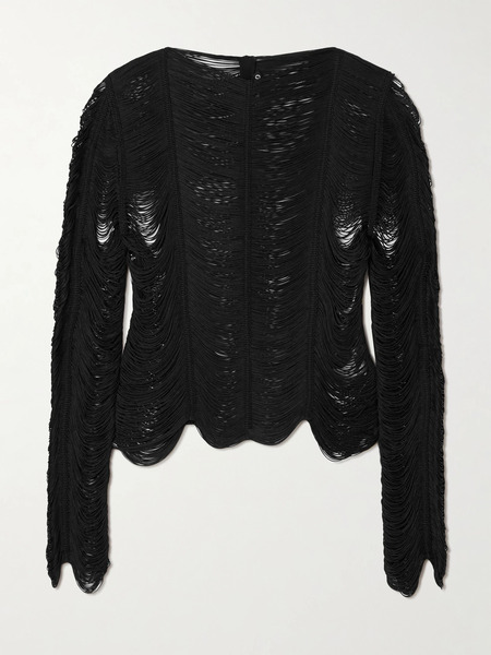  Tom Ford   Fringed Open Knit Top   Black 