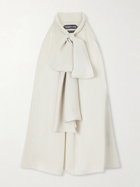  Tom Ford   Halterneck Silk Georgette Blouse   Off White 