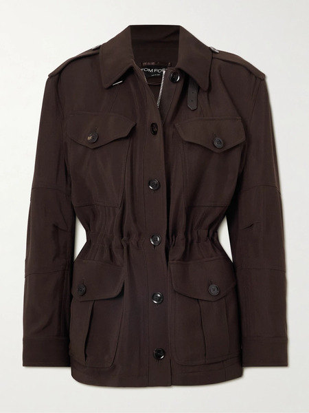  Tom Ford   Leather Trimmed Twill Jacket   Brown 