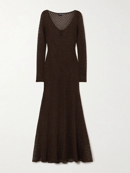  Tom Ford   Metallic Open Knit Maxi Dress   Brown 