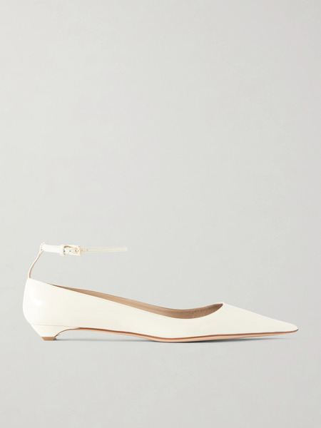  Tom Ford   Patent Leather Point Toe Ballet Flats   Ivory 
