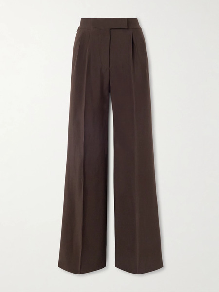  Tom Ford   Pleated Washed Twill Wide Leg Pants   Brown 