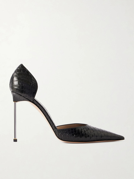  Tom Ford   Snake Effect Leather Pumps   Black 