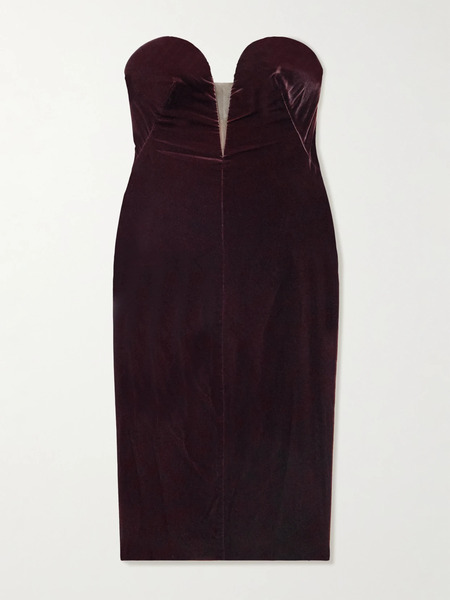  Tom Ford   Strapless Velvet Midi Dress   Burgundy 