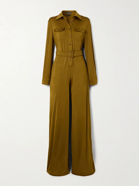  Tom Ford   Stretch Satin Jersey Jumpsuit   Gold 