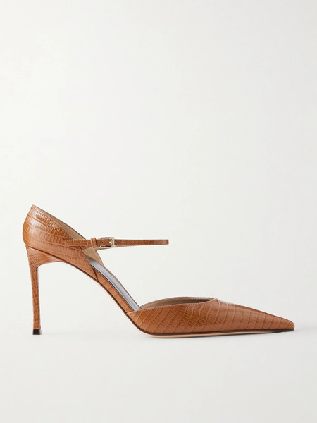  Tom Ford   Tejus Snake Effect Leather Pumps   Light Brown 