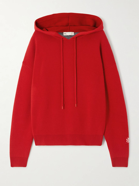  Tory Burch   Appliquéd Wool Blend Hoodie   Red 