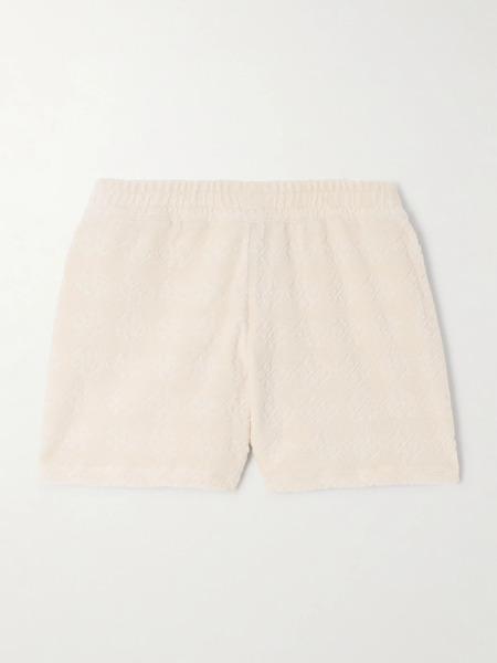  Tory Burch   Cotton Blend Terry Jacquard Shorts   Ivory 