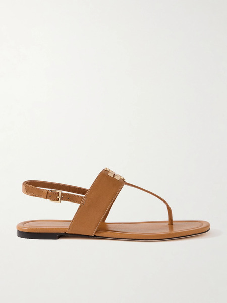  Tory Burch   Eleanor Embellished Leather Sandals   Camel 