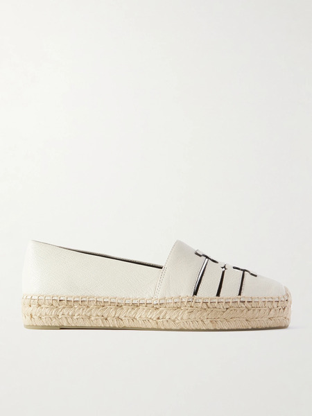  Tory Burch   Ines Cutout Leather Platform Espadrilles   Off White 