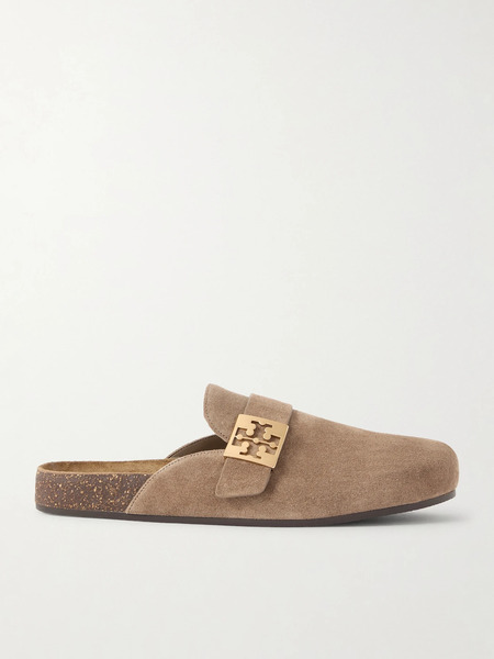  Tory Burch   Mellow Embellished Suede Clogs   Tan 