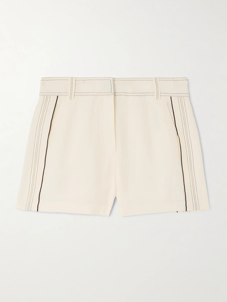  Tory Burch   Piped Woven Shorts   White 