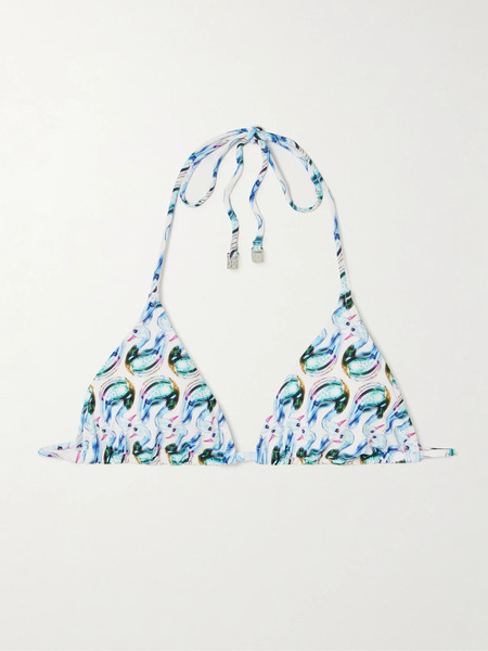  Tory Burch   Printed Triangle Bikini Top   Blue 