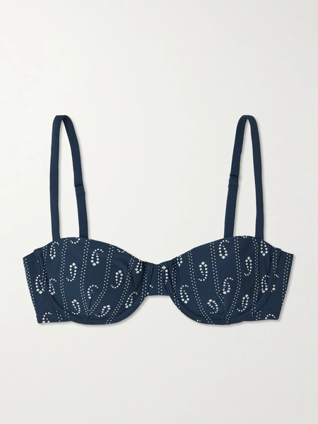  Tory Burch   Underwired Printed Bikini Top   Navy 
