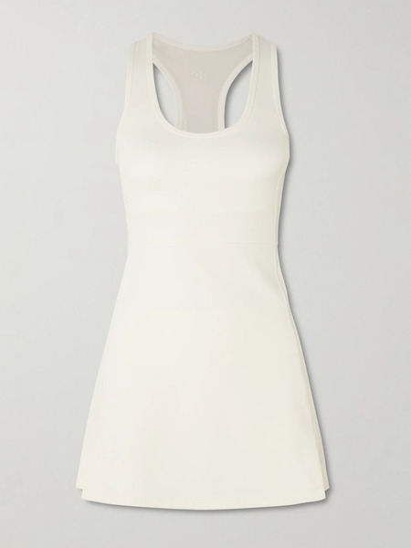  Tory Sport   Mesh Trimmed Stretch Jersey Mini Dress   White 