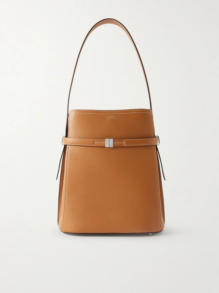  Toteme   Belted Textured Leather Tote   Tan 