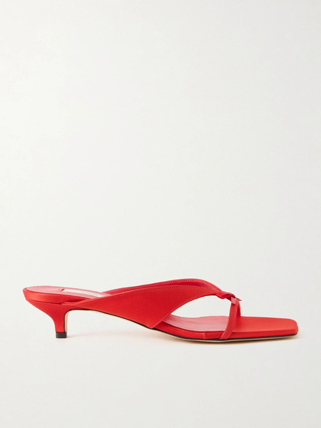  Toteme   Bow Embellished Satin Mules   Red 