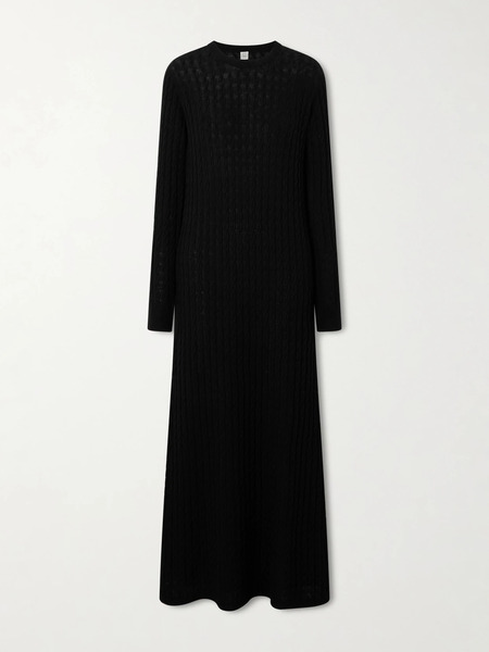  Toteme   Cable Knit Wool Maxi Dress   Black 