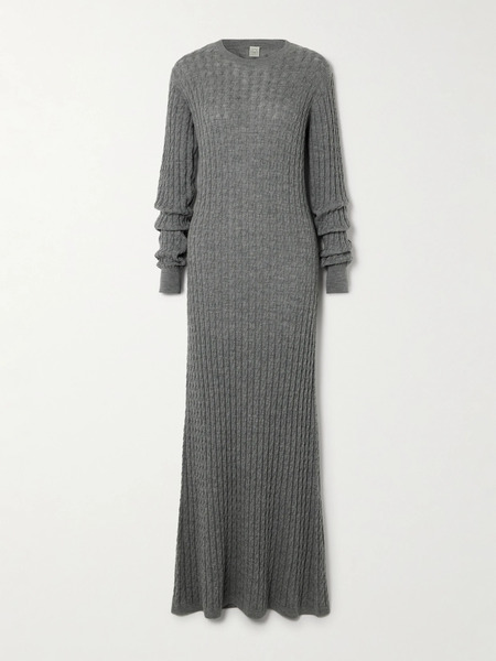  Toteme   Cable Knit Wool Maxi Dress   Gray 