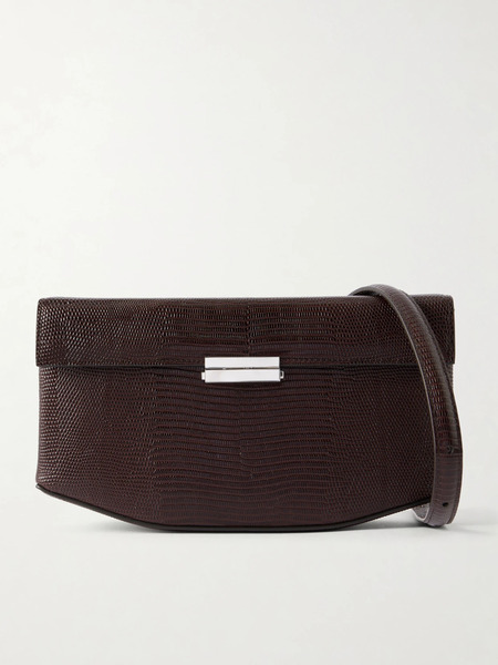  Toteme   Clip Lizard Effect Leather Shoulder Bag   Brown 
