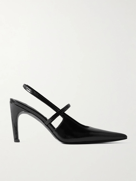  Toteme   Glossed Leather Slingback Pumps   Black 
