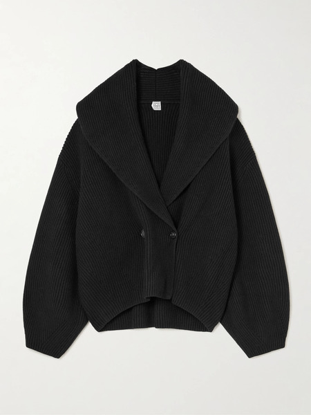  Toteme   Oversized Ribbed Wool Cardigan   Black 