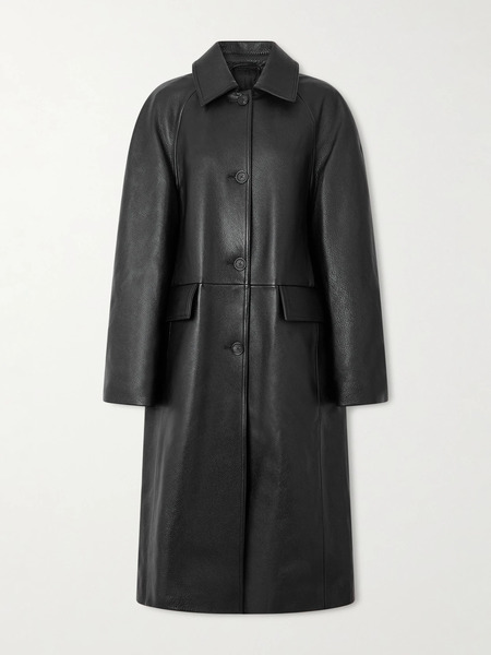  Toteme   Paneled Textured Leather Coat   Black 