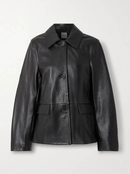  Toteme   Paneled Textured Leather Jacket   Black 