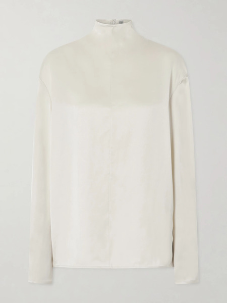  Toteme   Satin Turtleneck Blouse   Ecru 