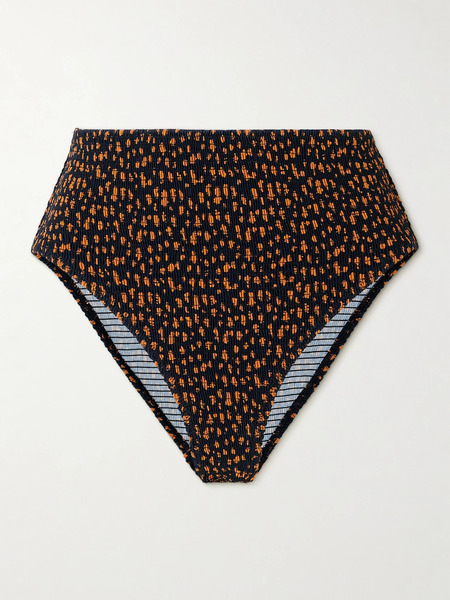  Toteme   Shirred Printed Stretch Recycled Bikini Briefs   Brown 