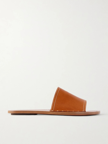  Toteme   Studded Leather Slides   Tan 
