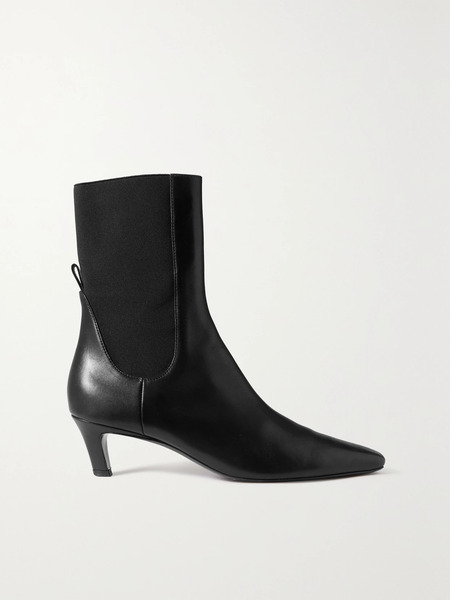  Toteme   The Mid Heel Leather Chelsea Boots   Black 