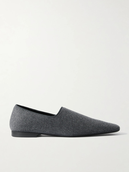  Toteme   The Piped Wool And Cashmere Blend Felt Loafers   Gray 