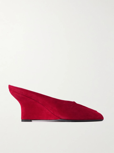  Toteme   Velvet Wedge Mules   Red 