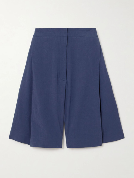 Tove   Bella Pleated Linen Blend Shorts   Navy 