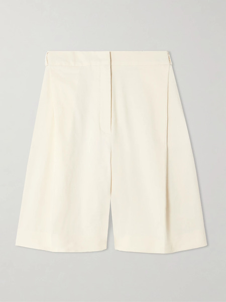  Tove   Bella Pleated Linen Blend Shorts   Off White 